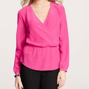 [Ann Taylor] 100% Silk Wrap Surplice Career Blouse